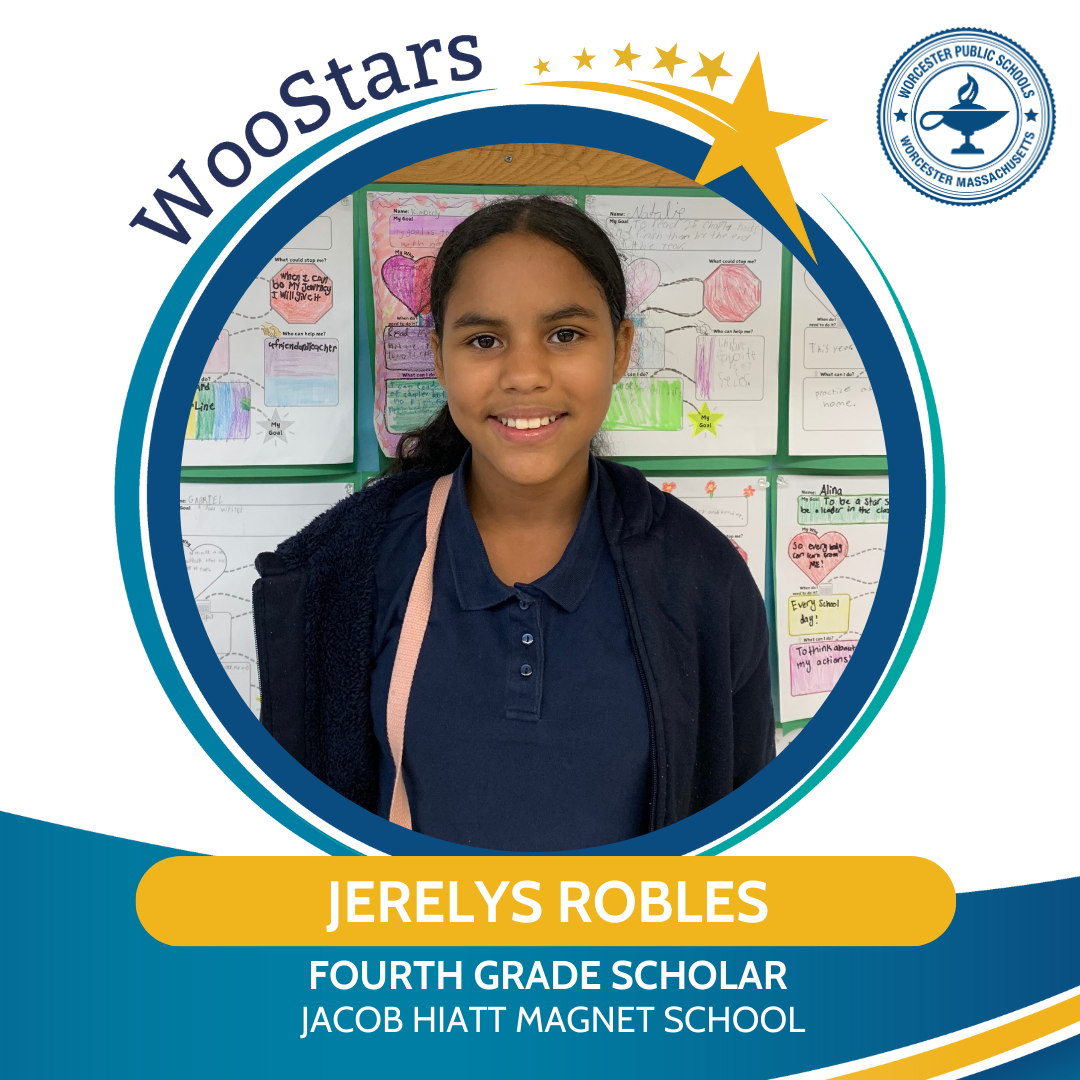 A WooStars graphic of Jerelys Robles of Jacob Hiatt Magnet School.