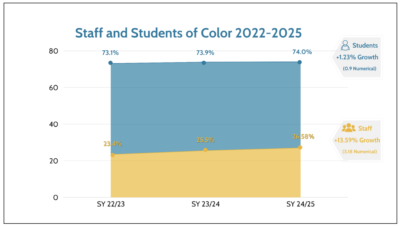 A graph illustrating diversity hiring data (information is contained in text below)