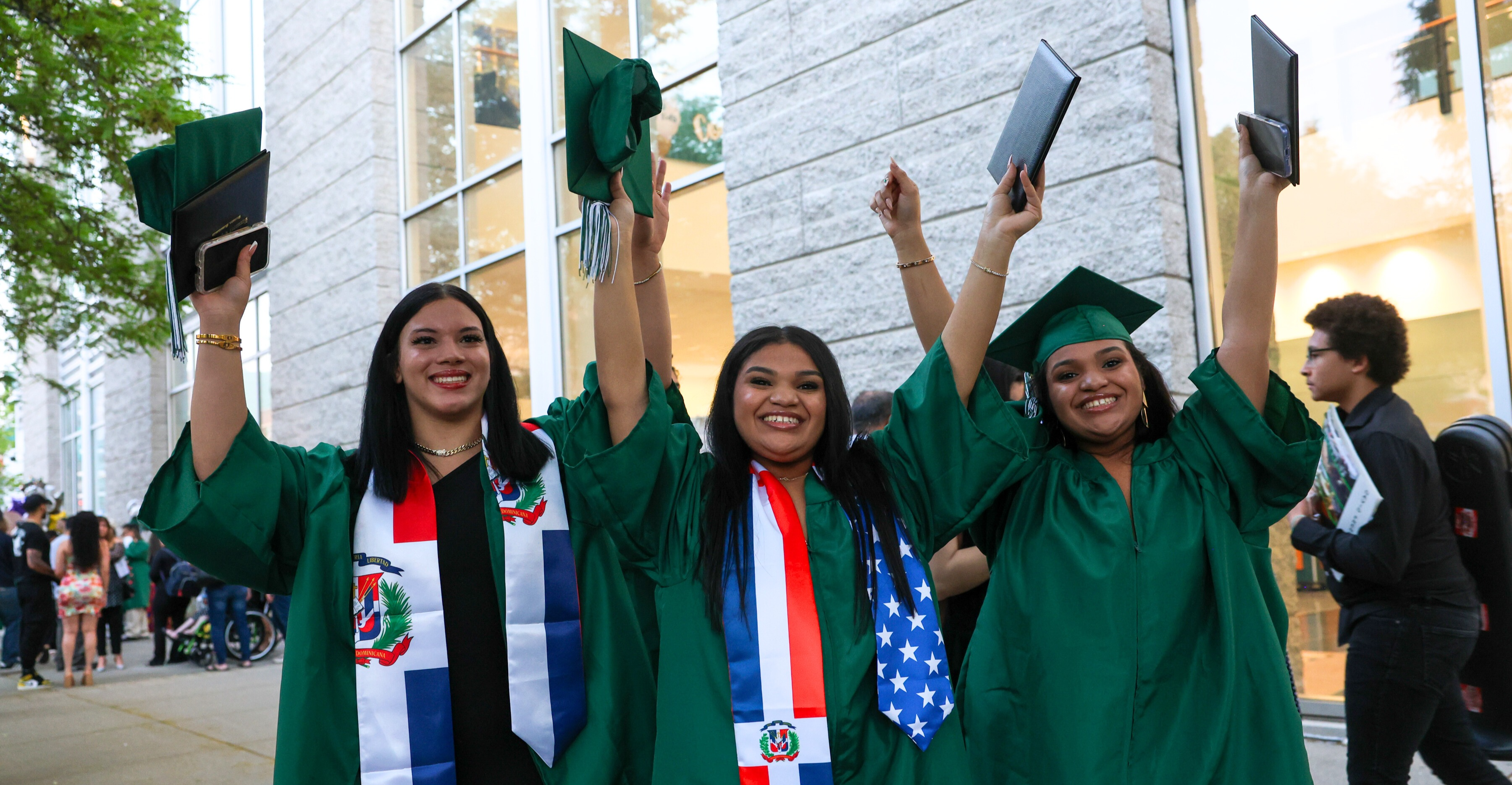College graduates in caps and gowns