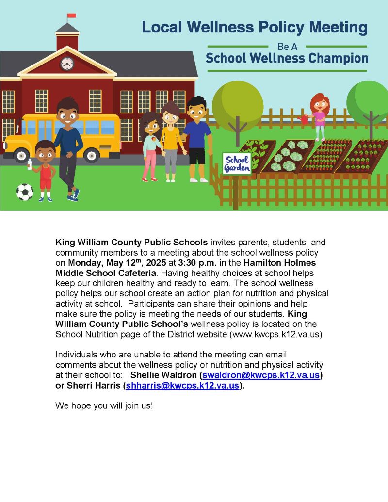Local Wellness Committee Meeting Invitation, May 12, 2025 at 3:30 P.M. in the Hamilton Holmes Middle School Cafeteria