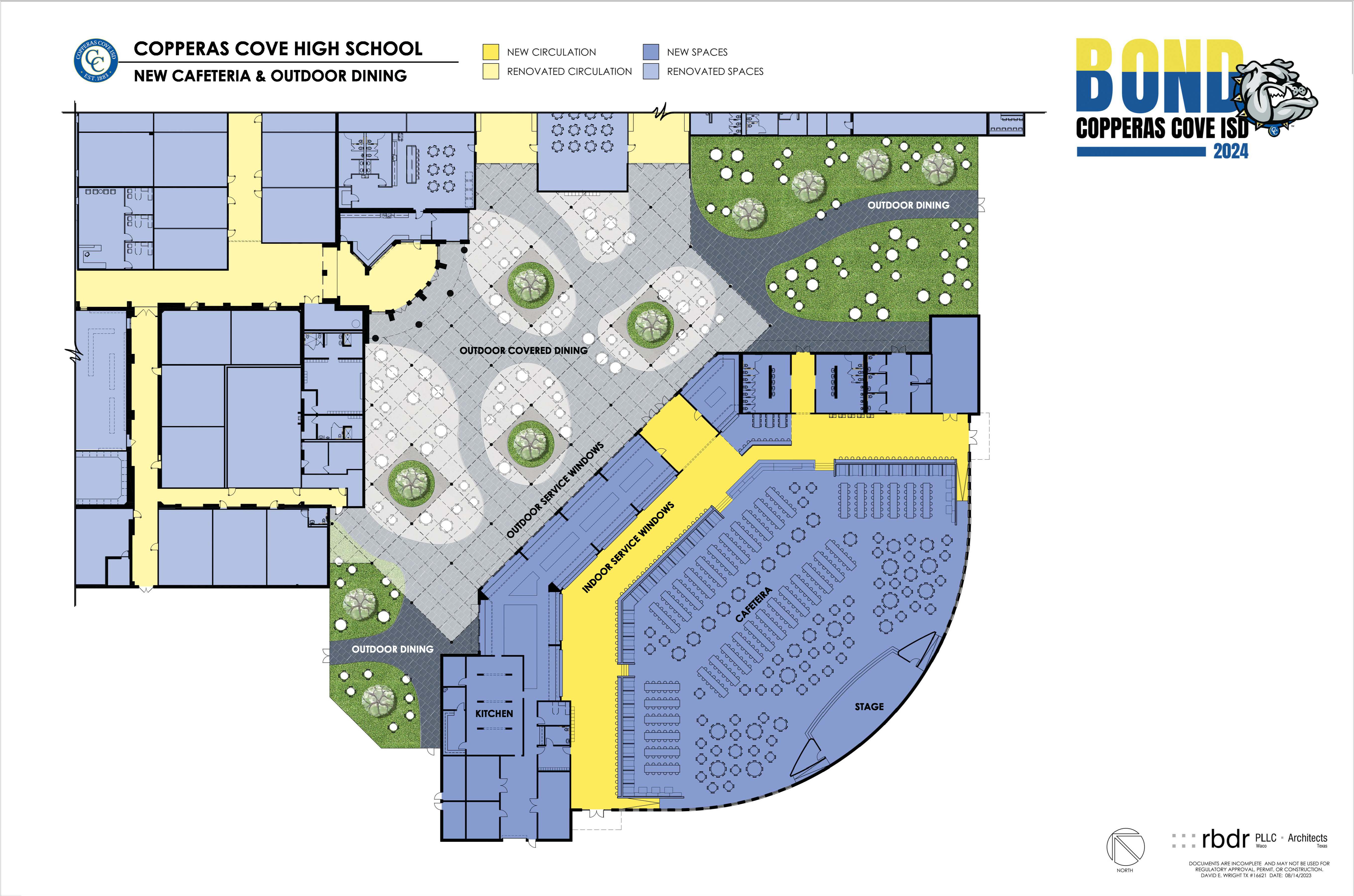 Proposed floor plan for a new cafeteria at Copperas Cove High School. 
