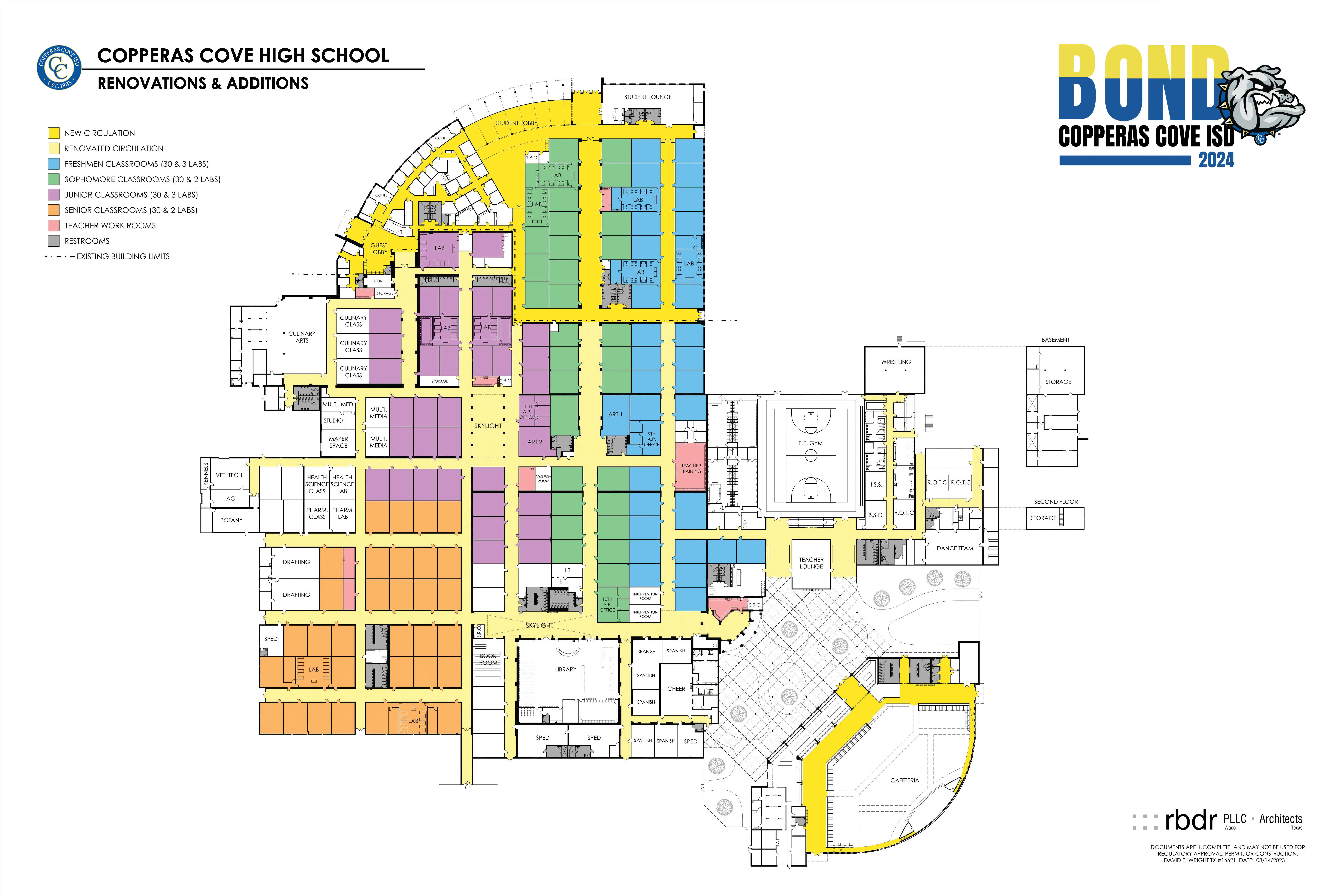 Proposed floor plan of a renovated Copperas Cove High School. 