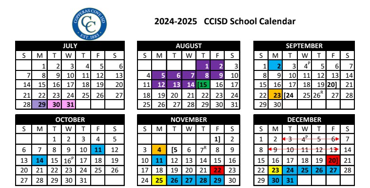 2024-2025 CCISD School Calendar