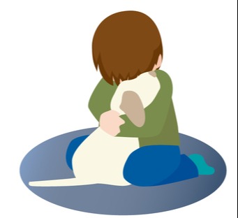 child hugging pet clipart