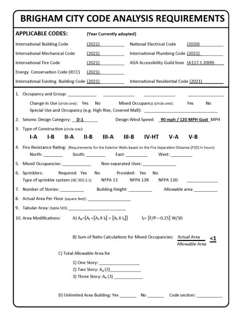 page one of the code analysis requirements