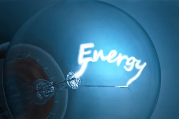 A light bulb with the word "Energy" spelled out in the filament