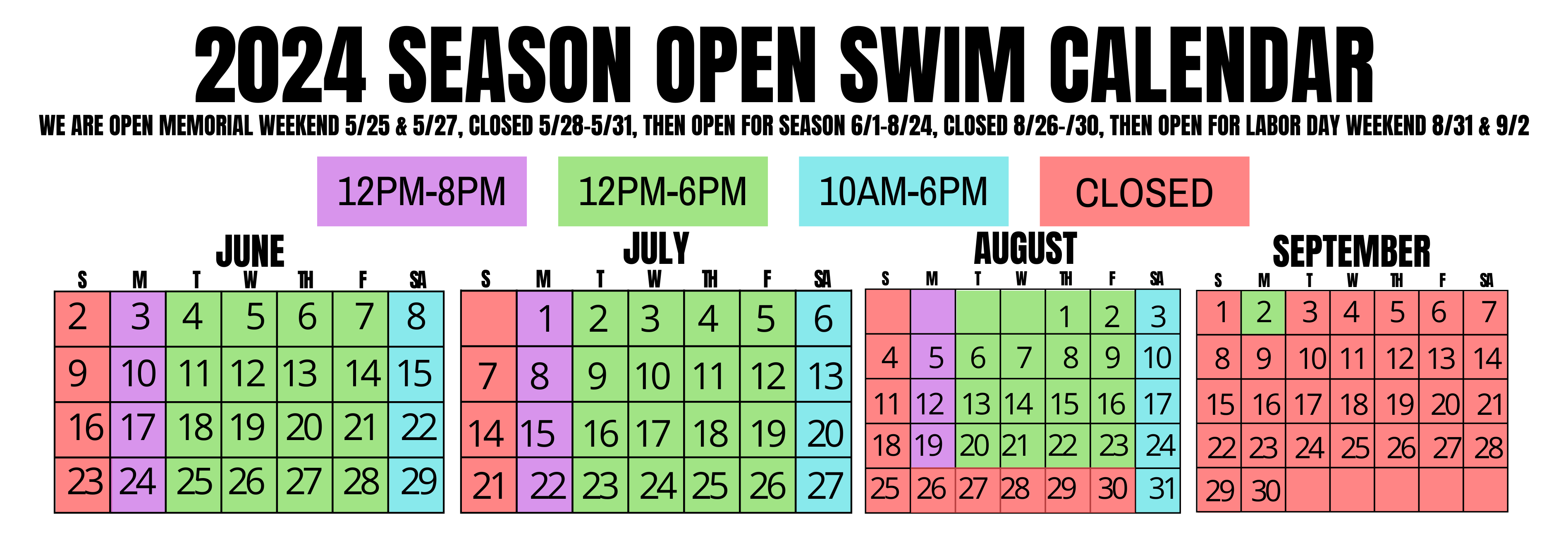 Brigham City Pool Calendar with days & hours