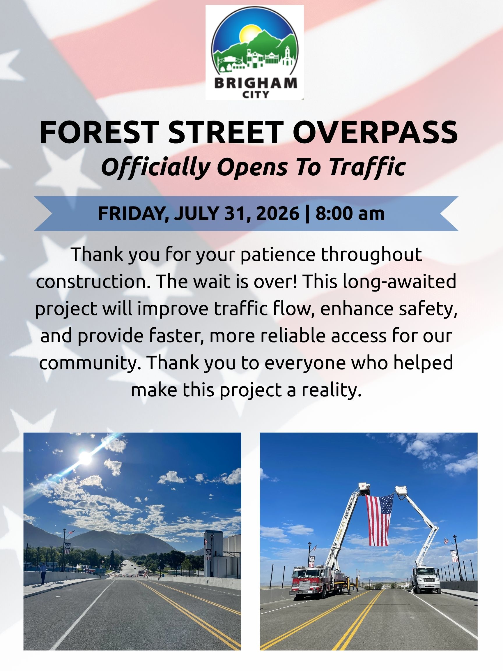 flyer about the overpass opening