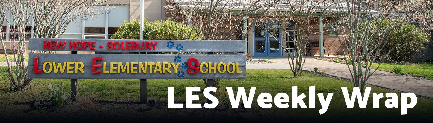 LES Weekly Wrap with an image of the school's sign and building