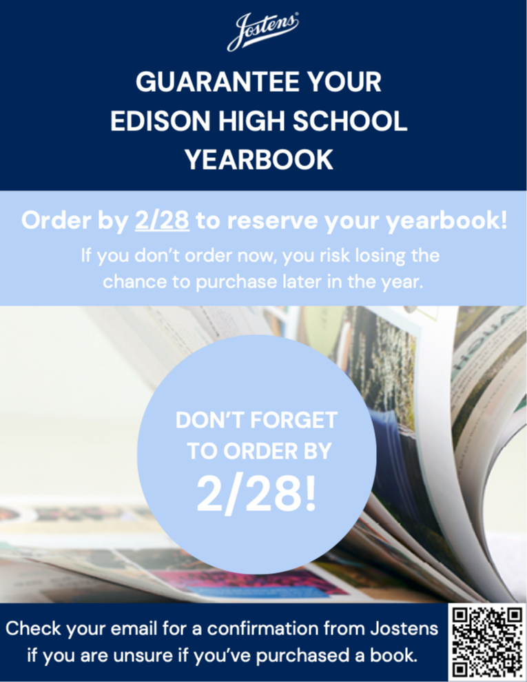 Order by 2/28 to reserve your yearbook