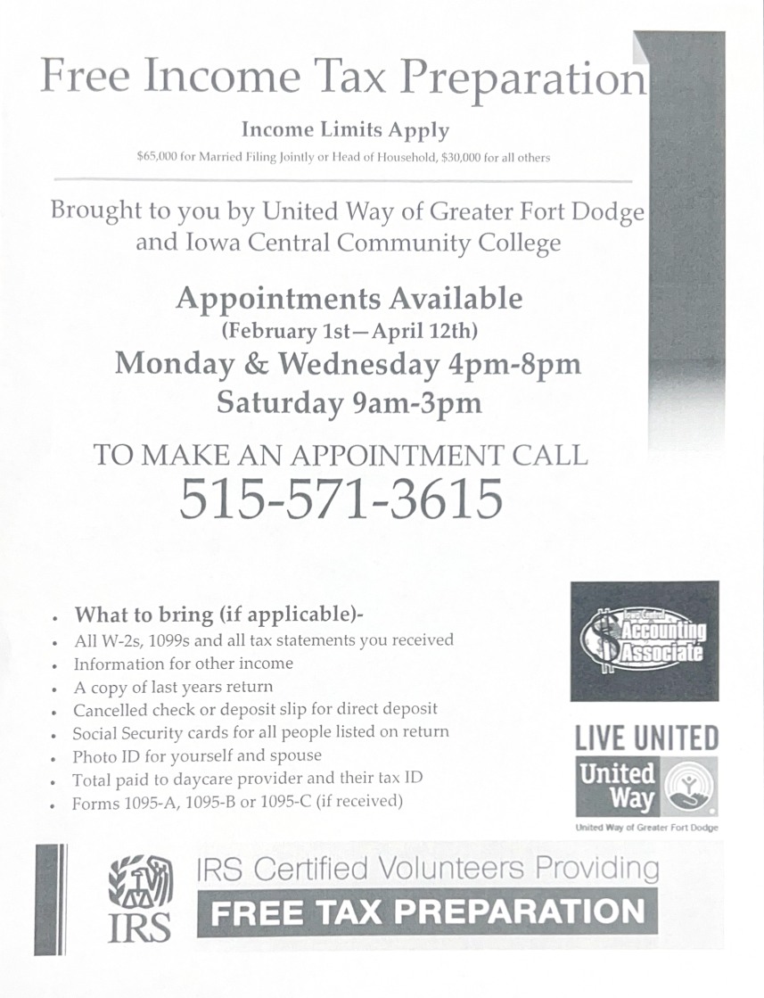 Income Tax prep offered by United Way