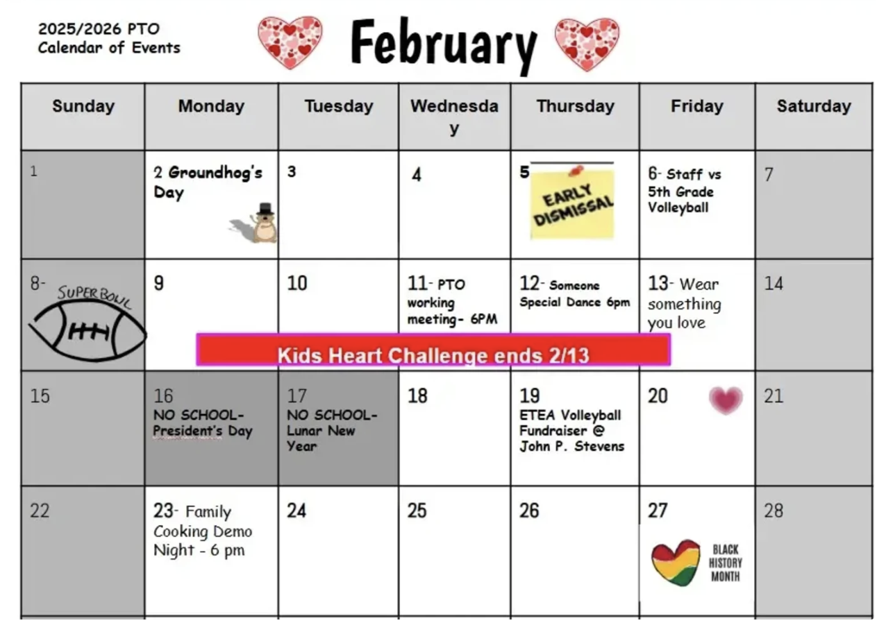 February Monroe Messenger including the PTO February calendar of events. 