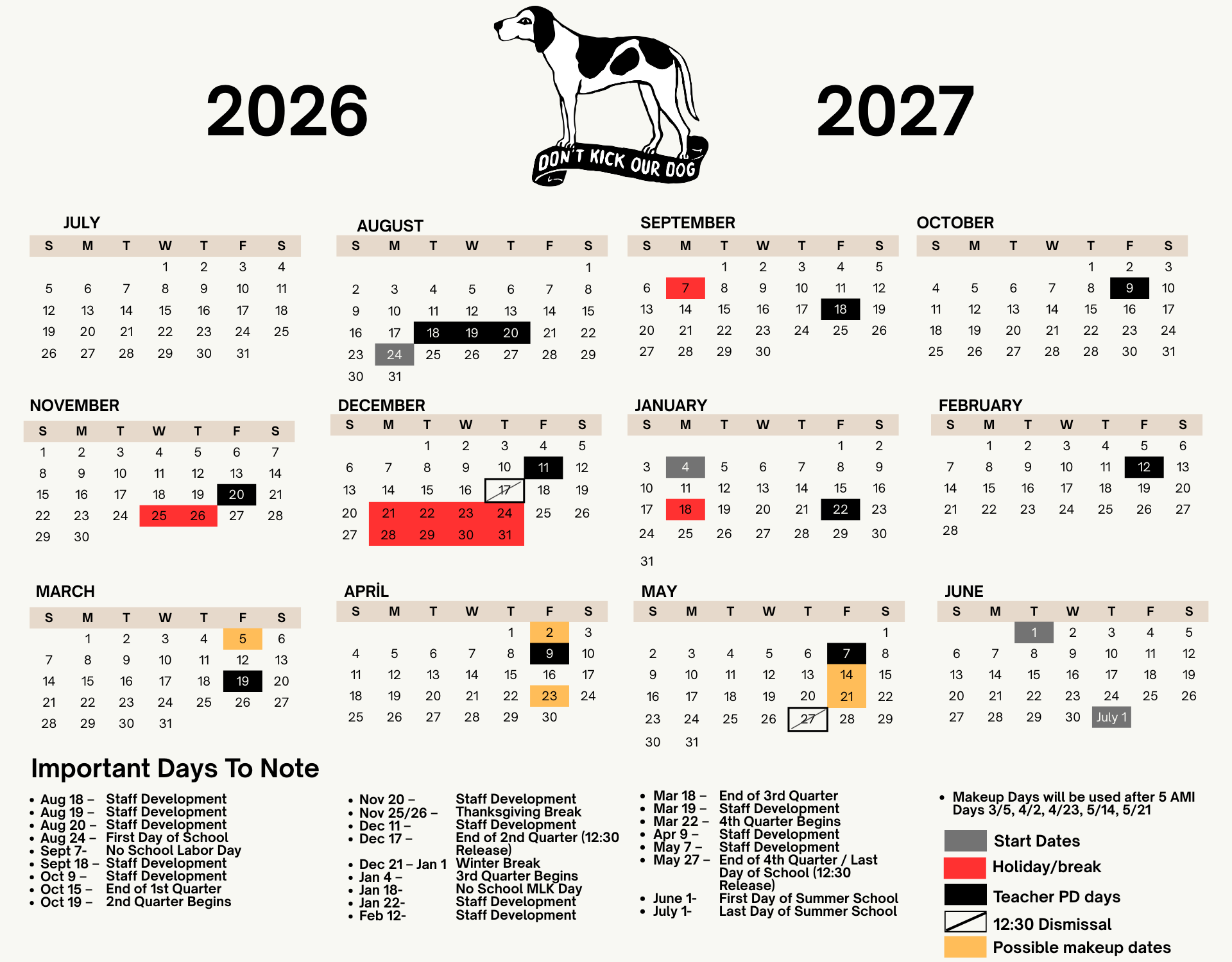 Calendar 26-27 | Aurora R-8 School District