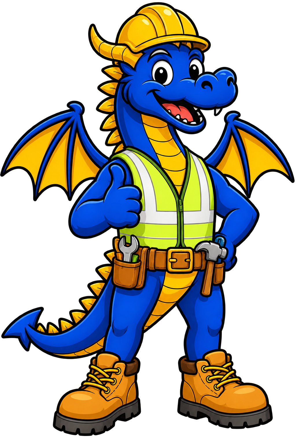 Dragon in construction uniform