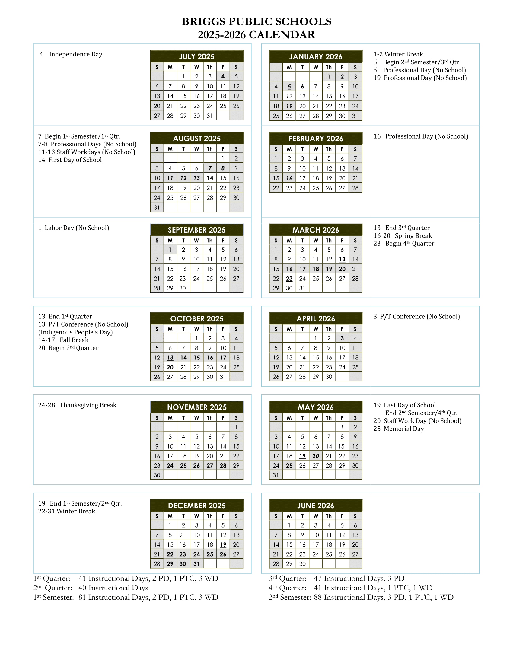 24 -25 Calendar