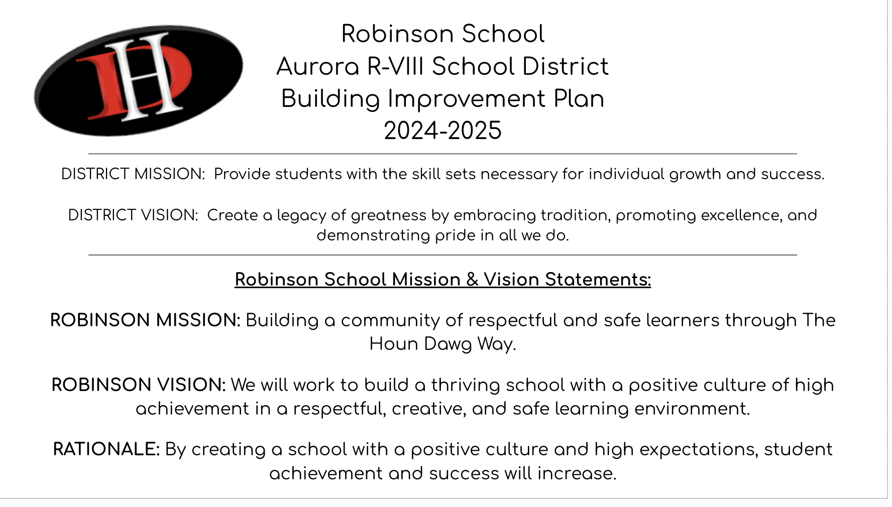 Robinson  Effectiveness Plan 24-25