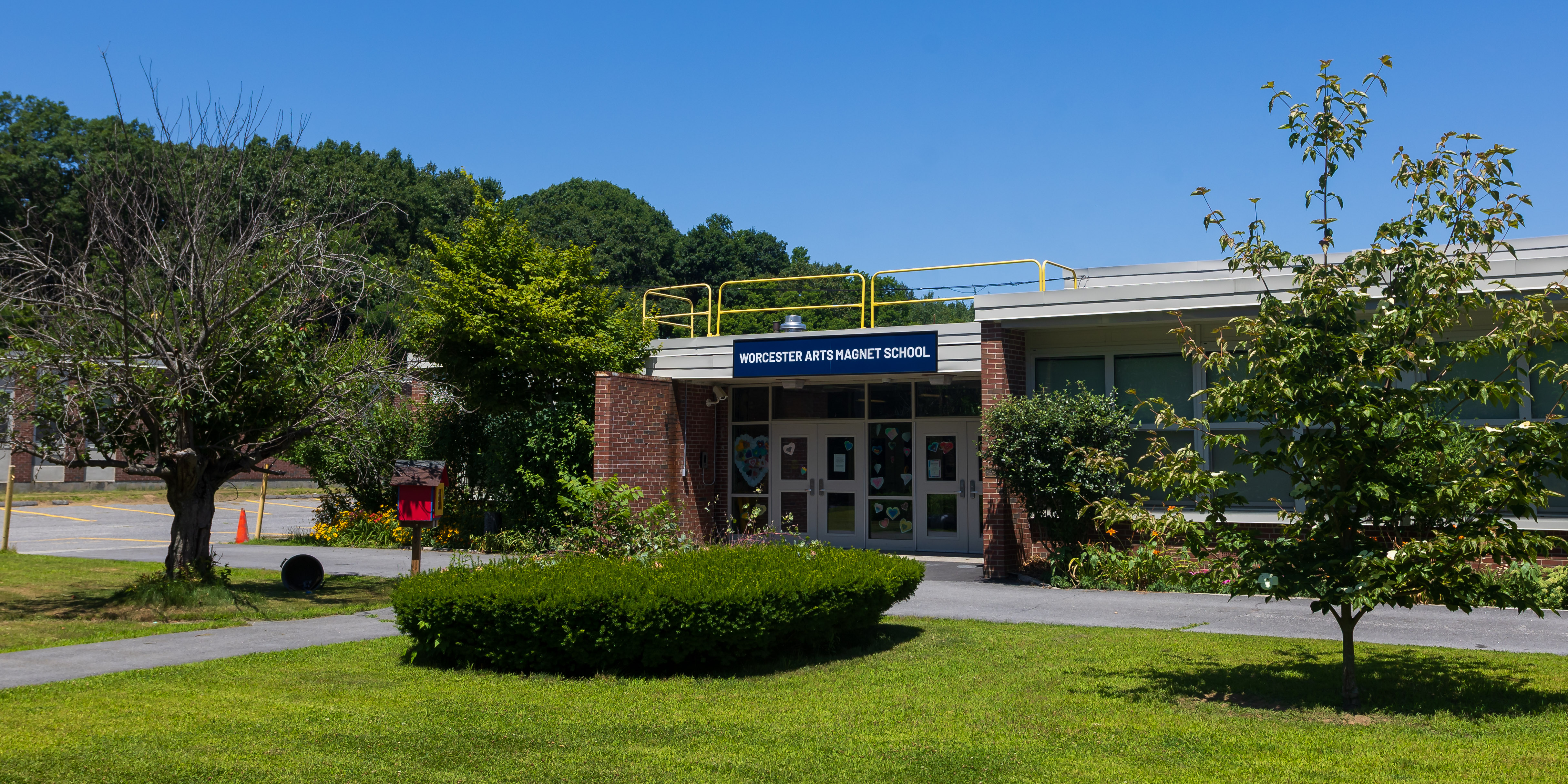 The exterior of Worcester Arts Magnet School.
