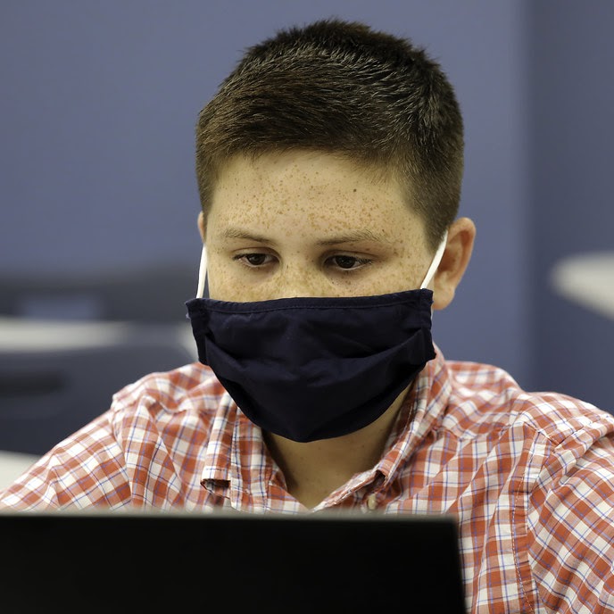 Student working in computer