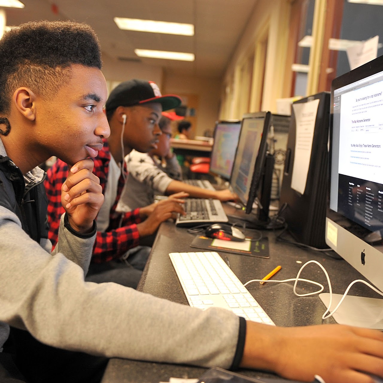 Students working in computer