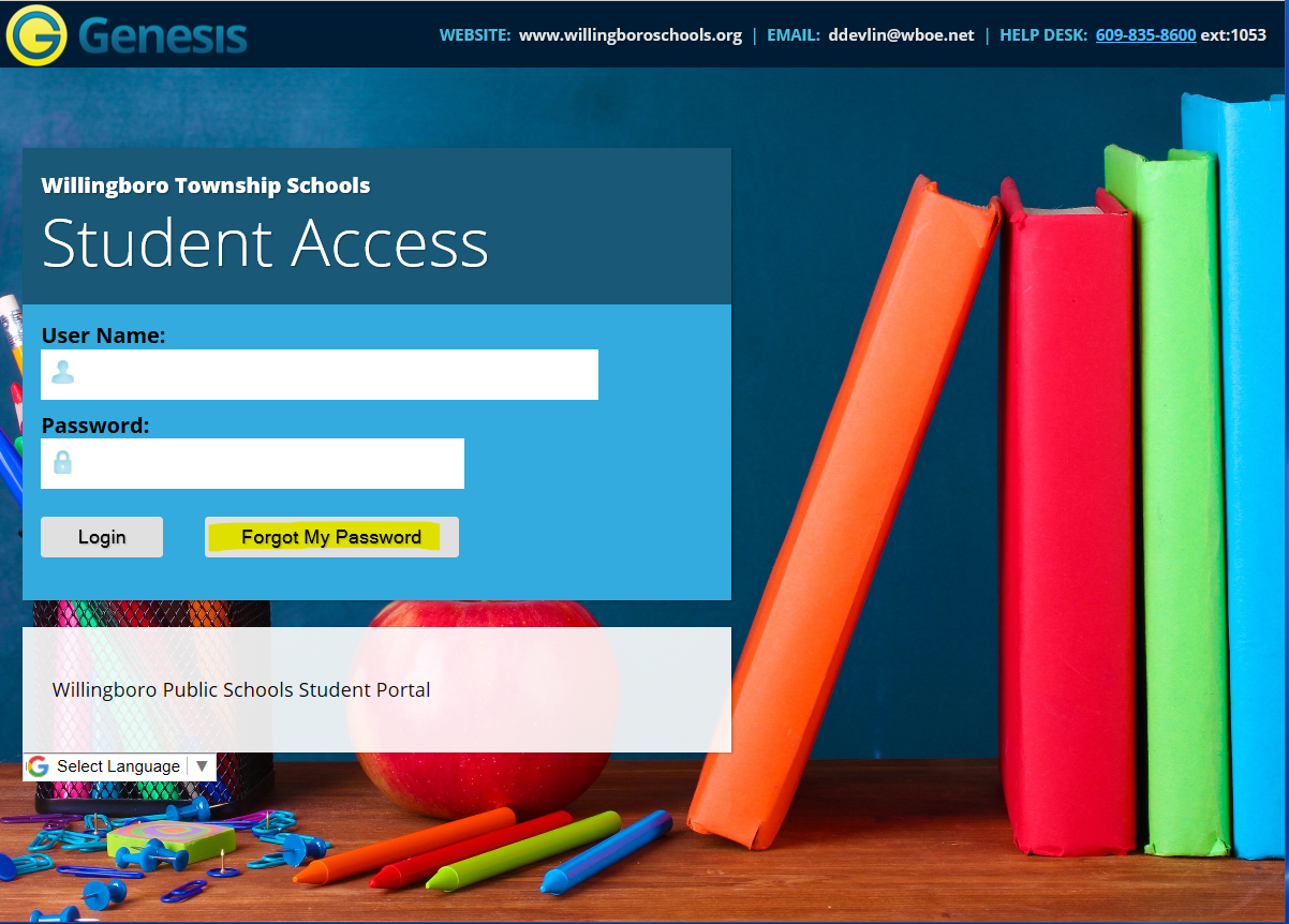 GENESIS WEBSITE - STUDENT ACCESS