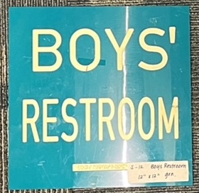 1-piece plastic sign that says Boys Restroom