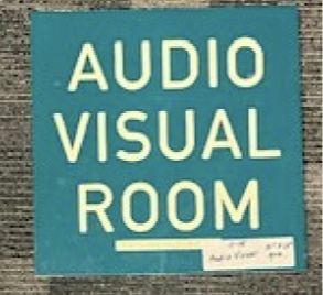 1-piece plastic sign that says Audio Visual Room