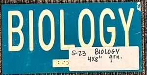 1-piece plastic sign that says Biology