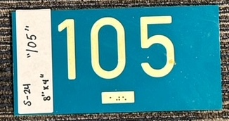 1-piece plastic sign that says 105