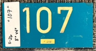 1-piece plastic sign that says 107