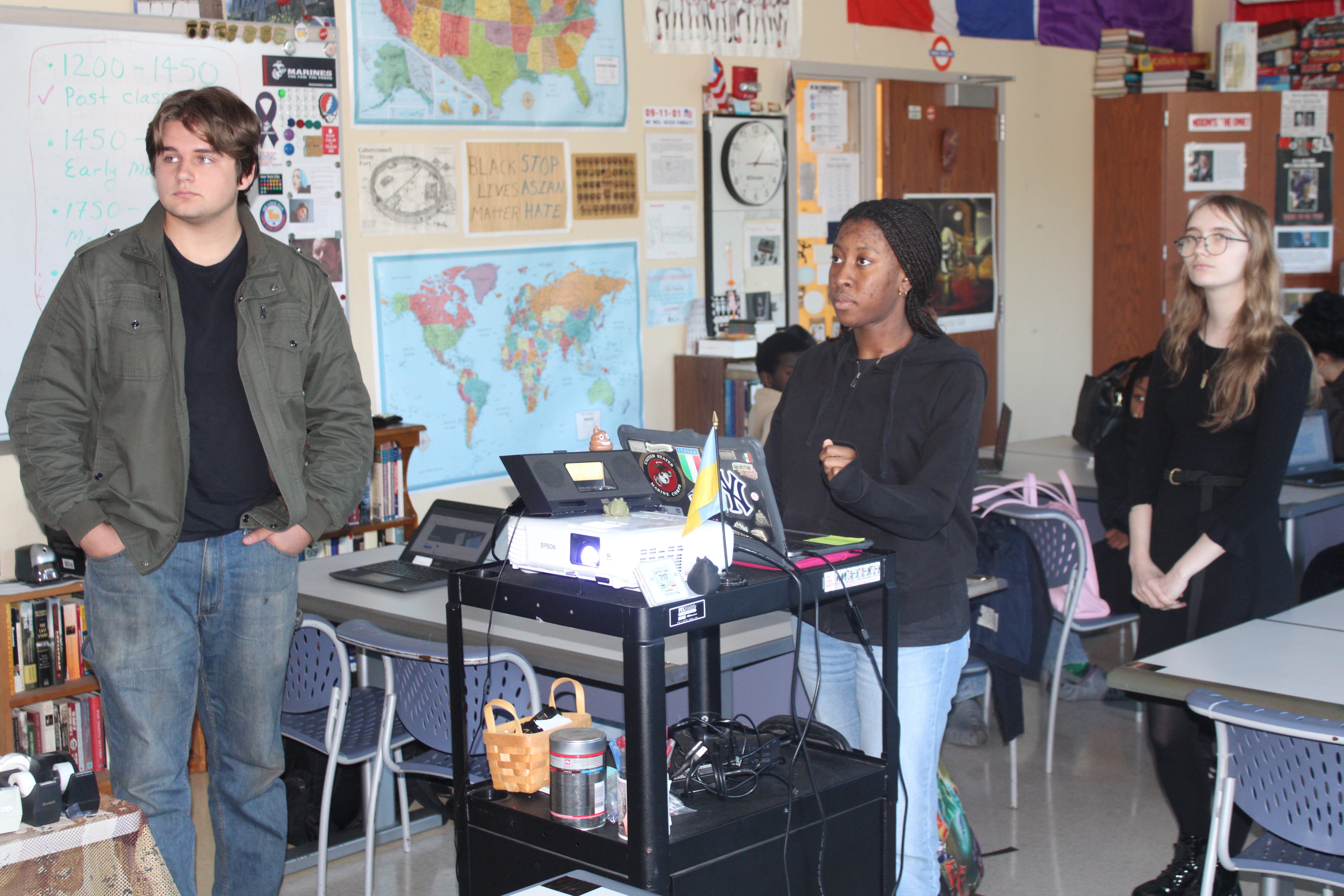 Students presenting to their history class.