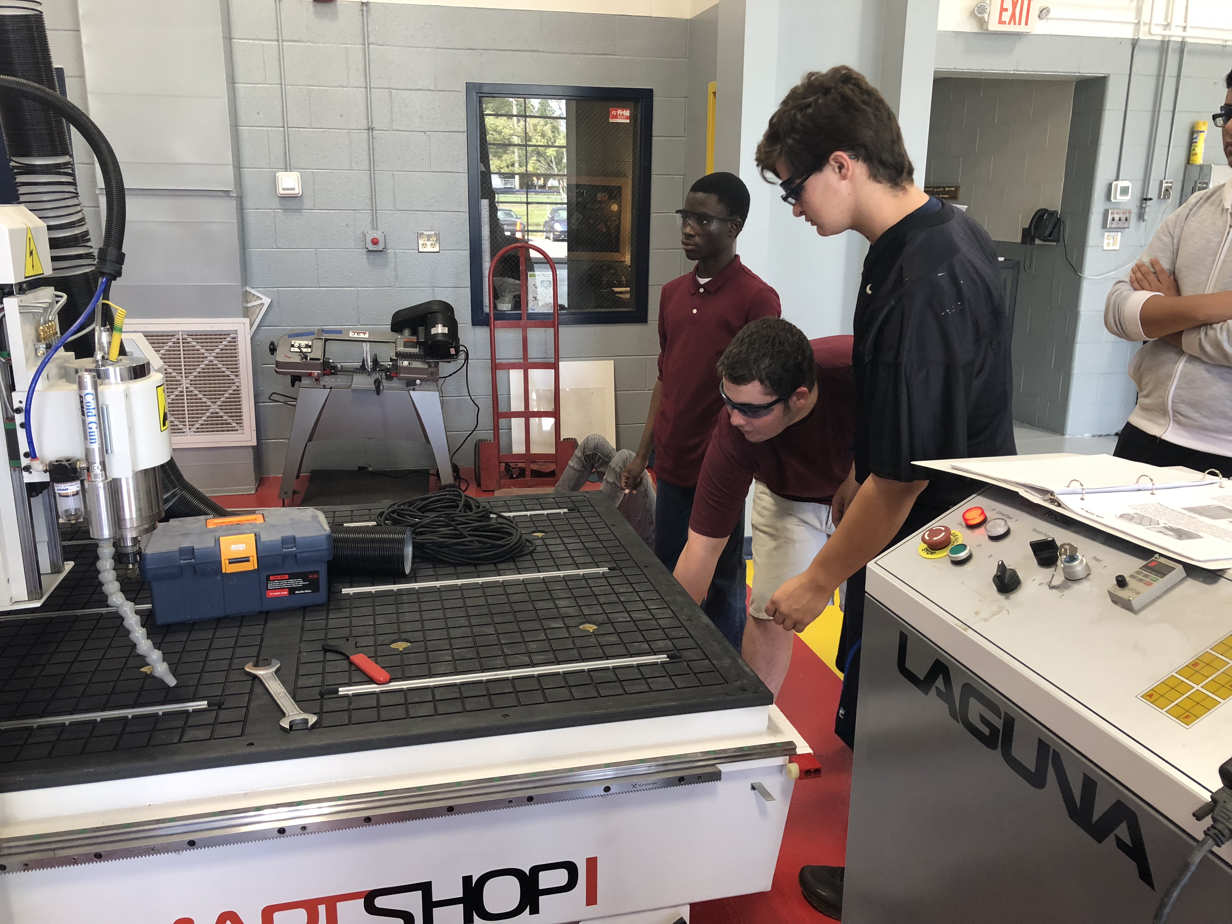 Student working on the cnc machine