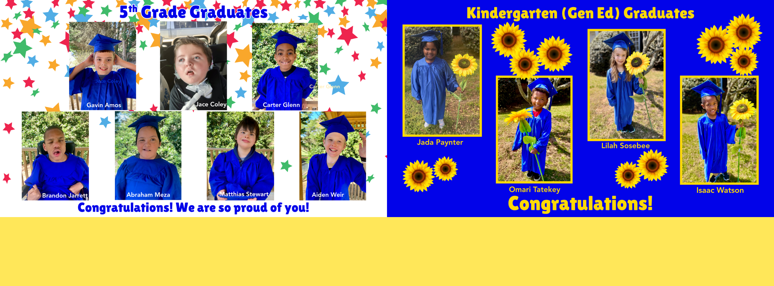 Gen ed kindergarten and 5th grade graduation pictures