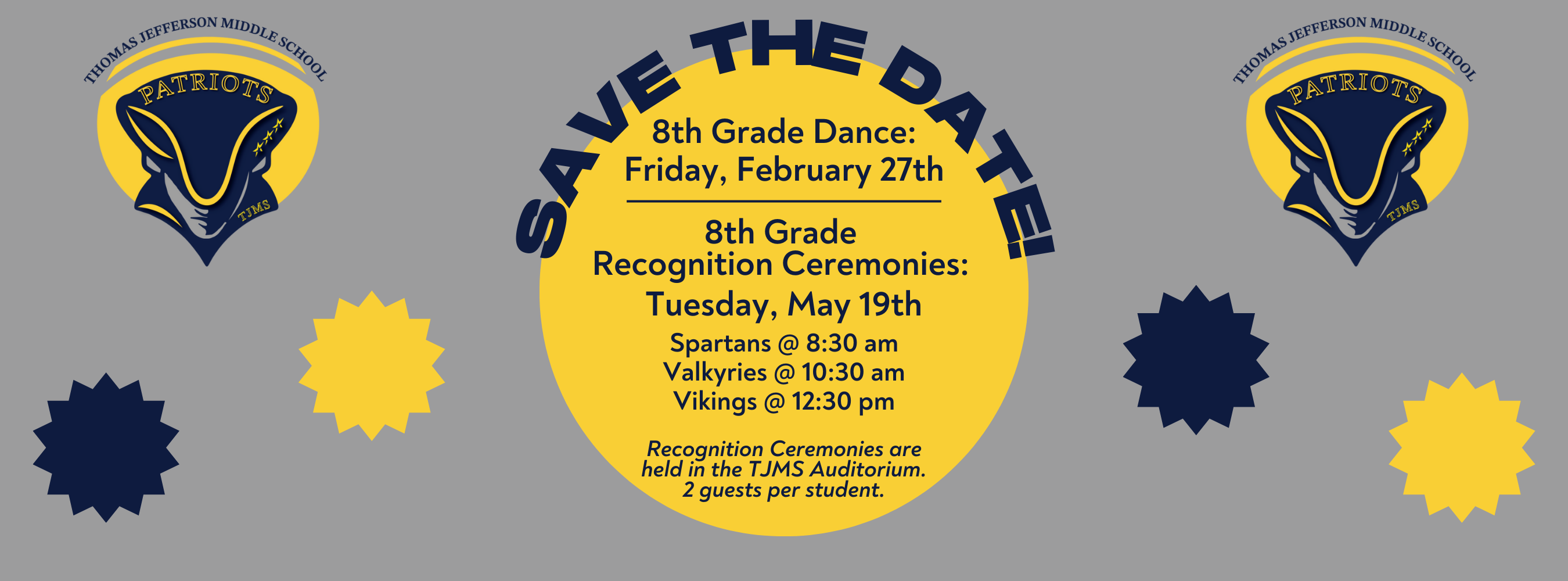 Save the Date: 8th Grade Dance and 8th Grade Recognition Ceremonies