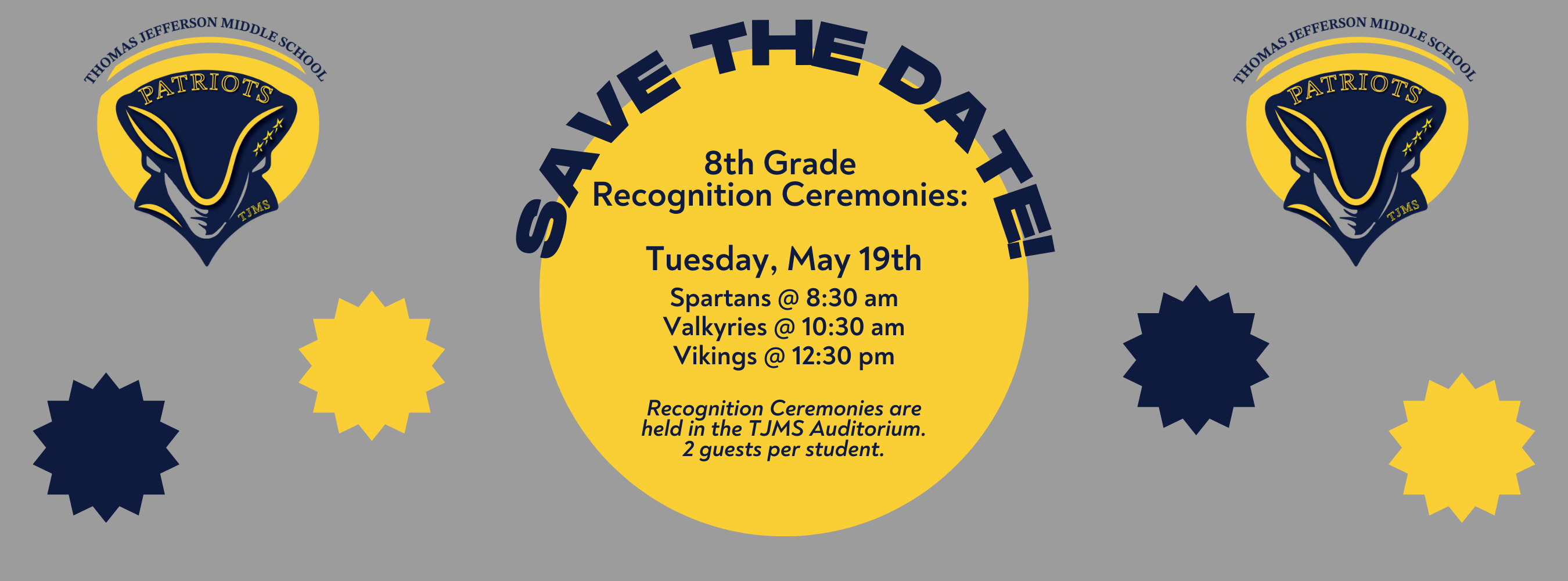 8th Grade Recognition Ceremony date and times