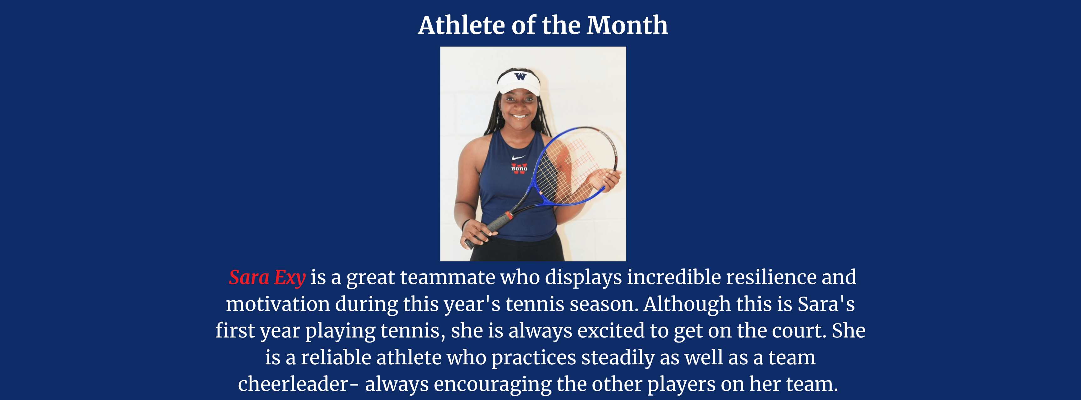 Sara Exy - Athlete of the Month