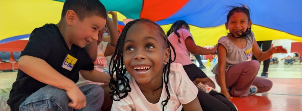 Children under parachute