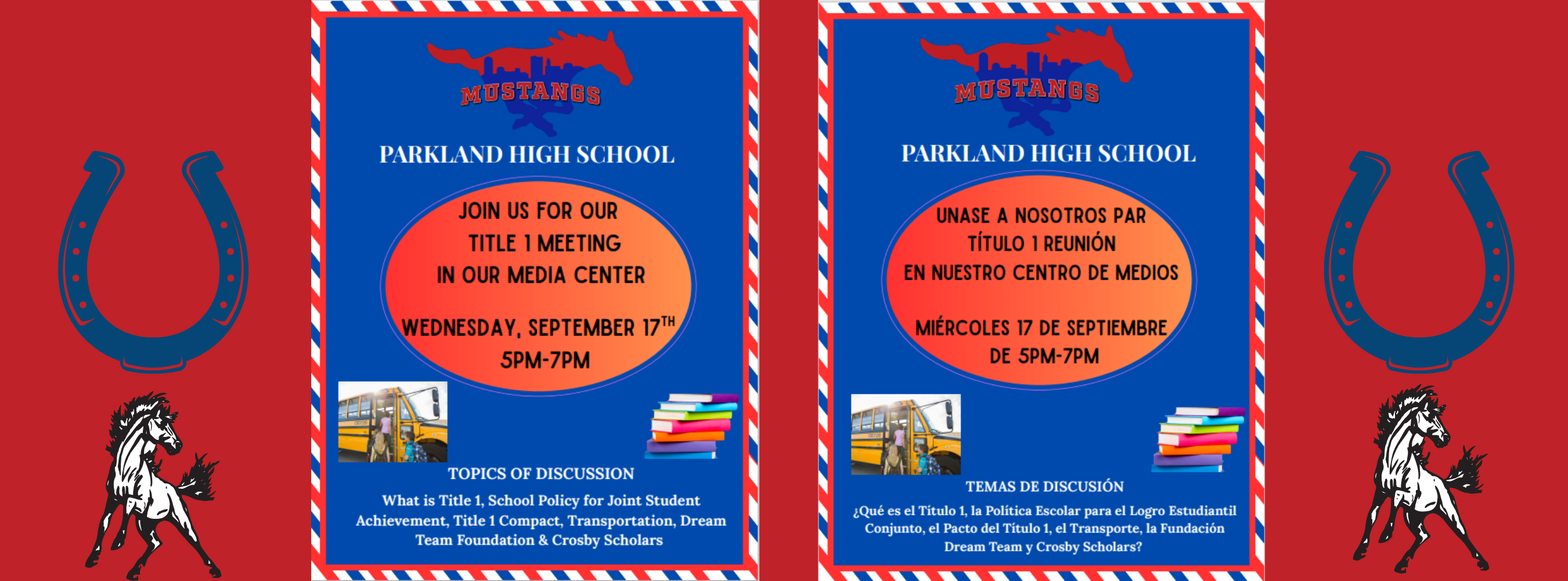 JOIN US for our Title 1 Meeting in our Media Center on Wed., September 17th from 5-7 PM.