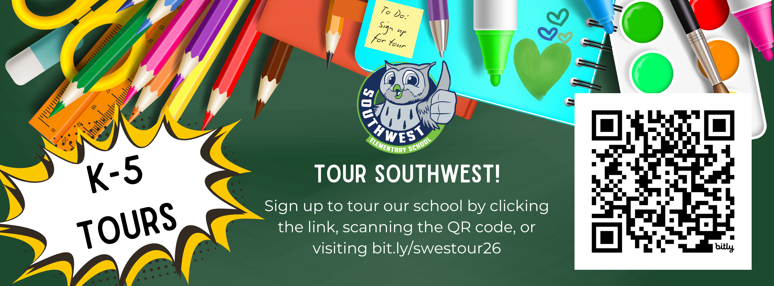 Sign up to tour southwest by clicking link or going to the QR code