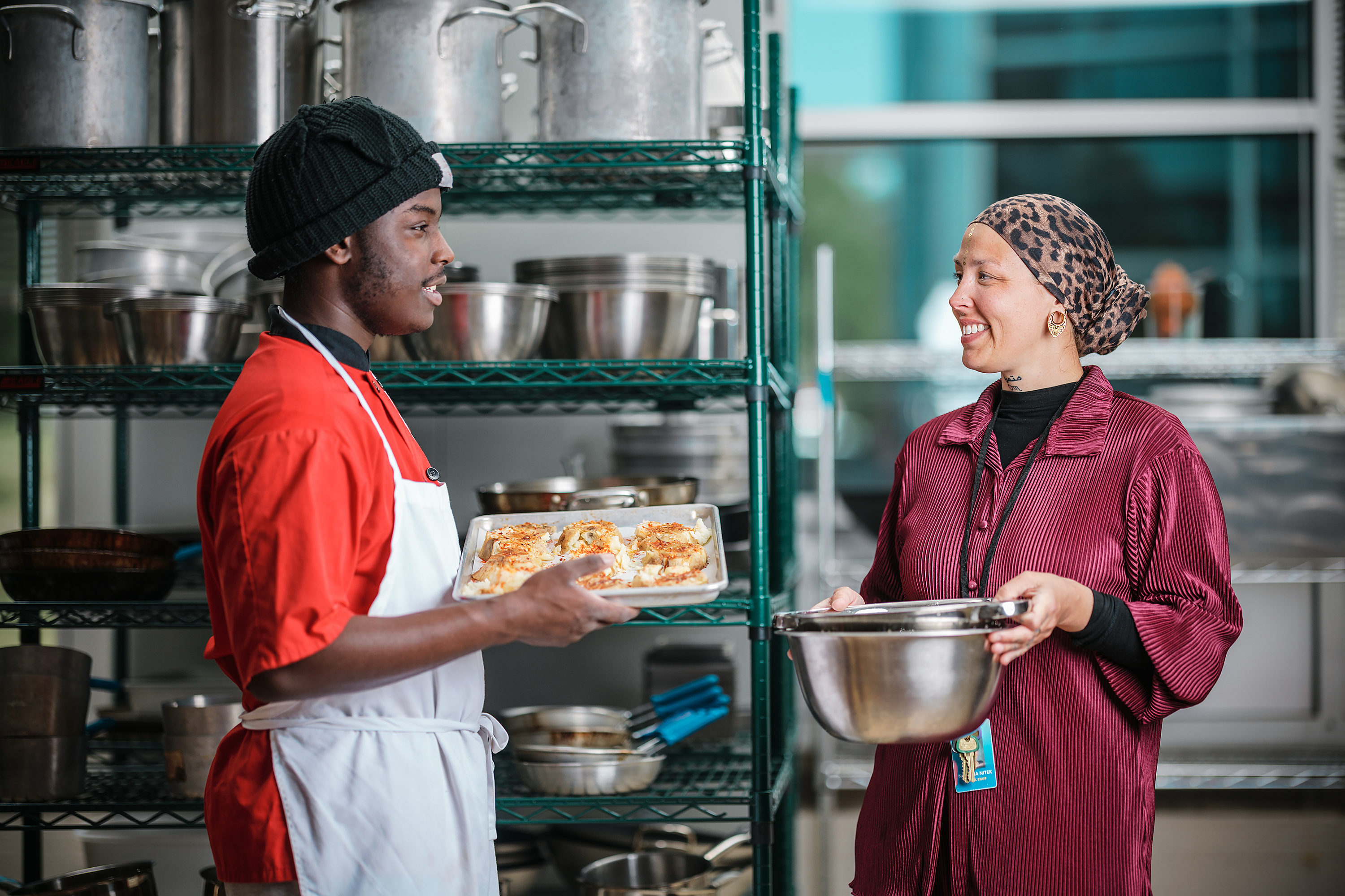 Culinary students prepping for class