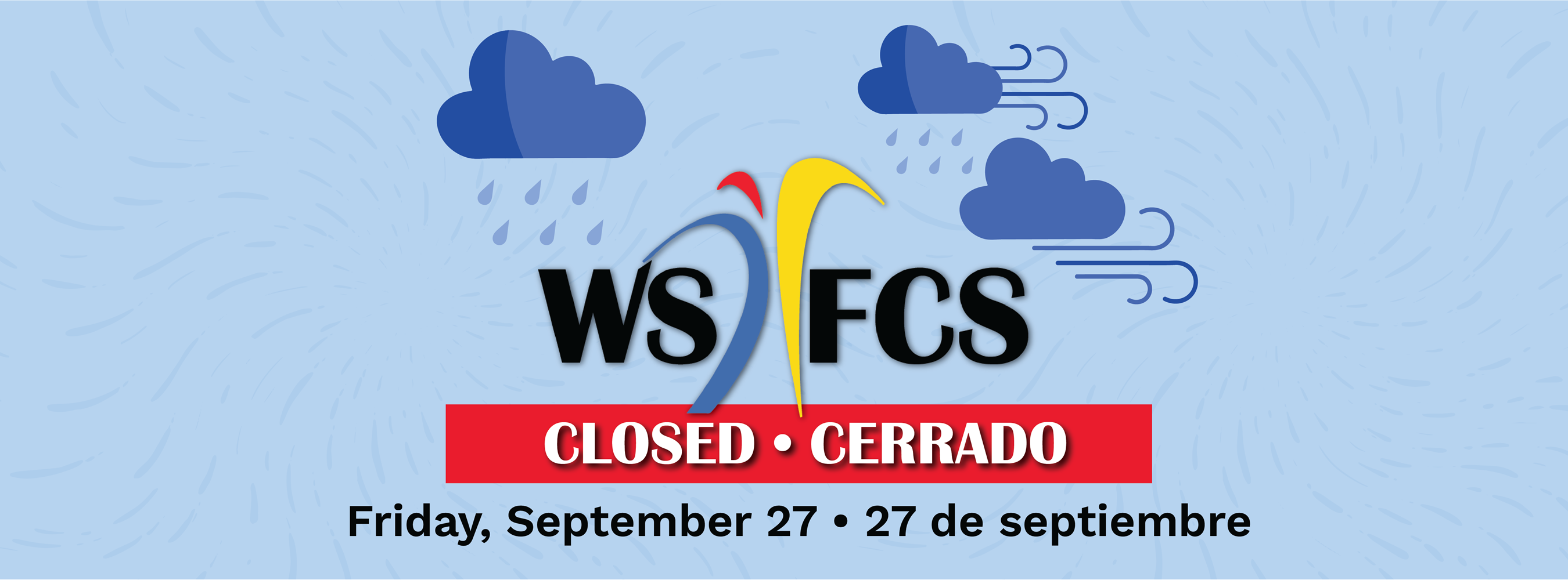 Graphic explaining that school will be closed due to inclimate weather