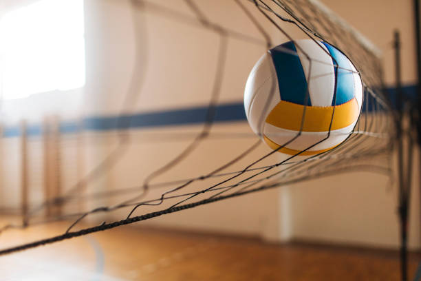 volleyball ball hitting the net 