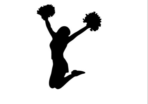 Cheerleader jumping in the air (black silouhette)