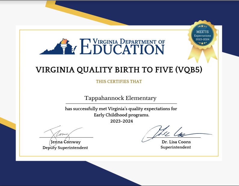 TES has successfully met the requirements for the VA Early Childhood Education Program