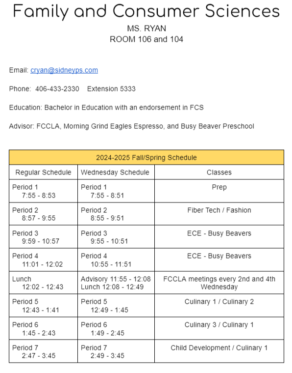 FCS Schedule