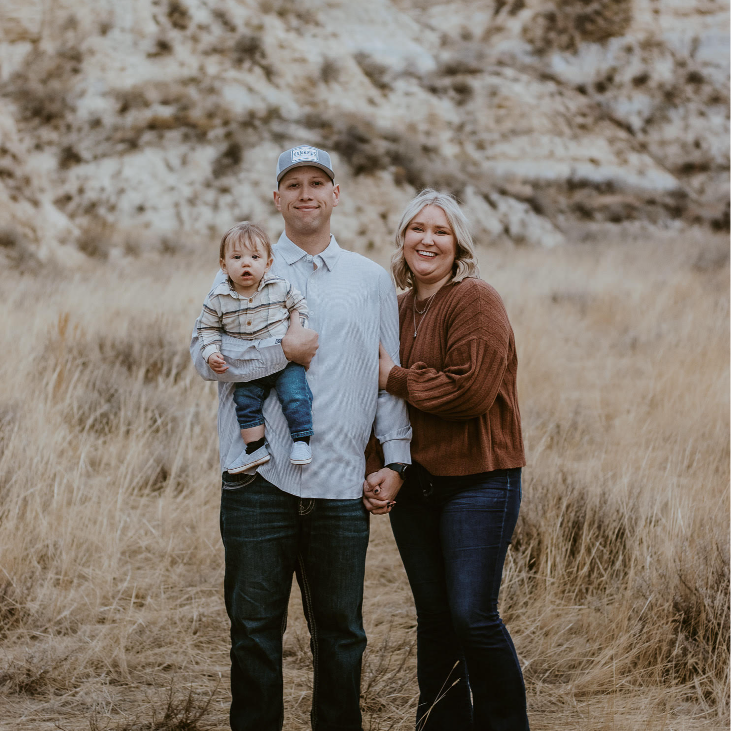 Mrs. Foust's family photo with her son and husband