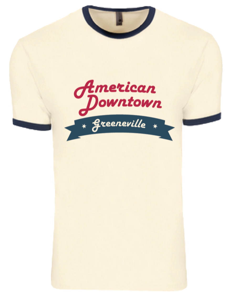 American Downtown T-shirt Natural/Navy