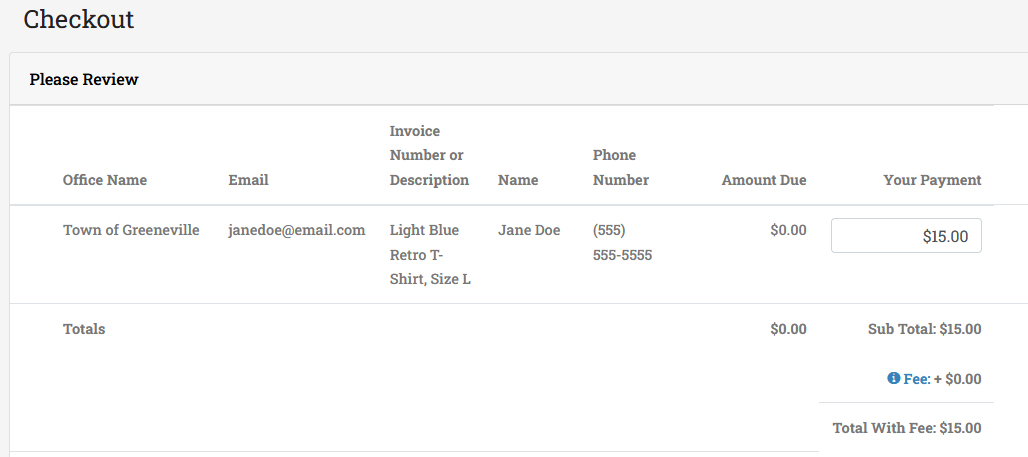 Payment example