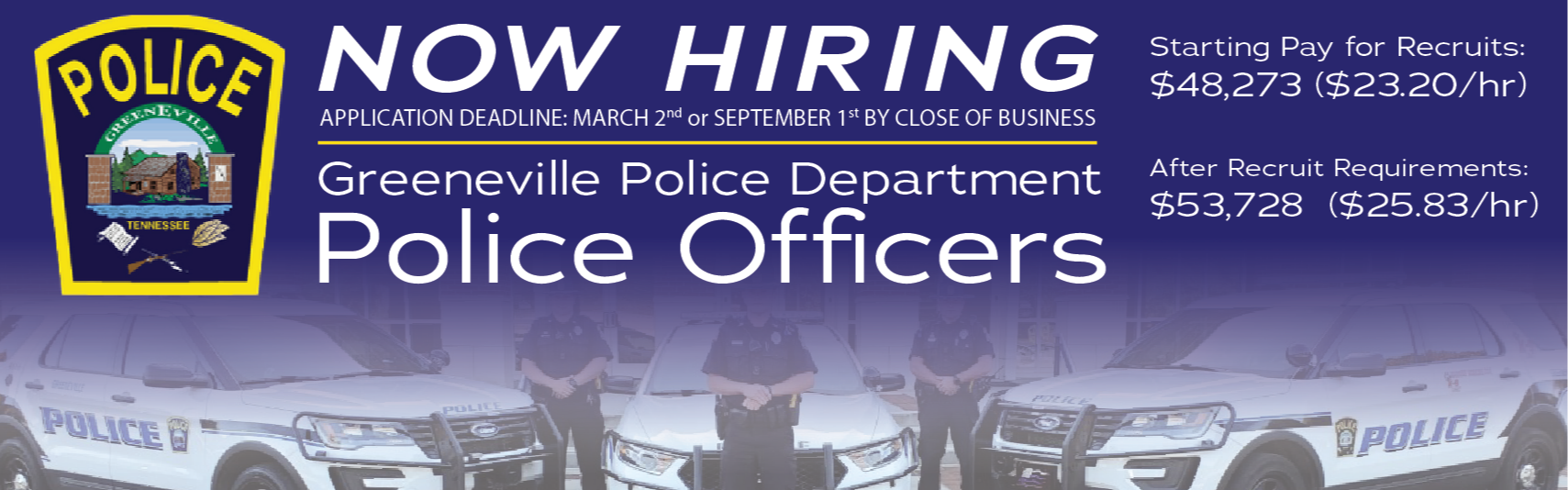 Now hiring police officers