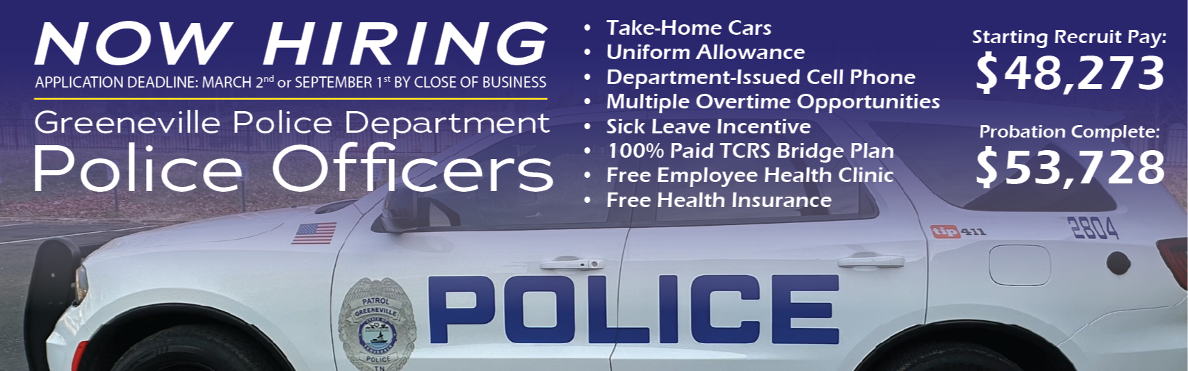 Now hiring police officers