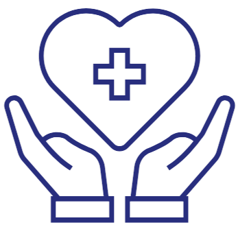 blue outline of two hands holding a heart shape